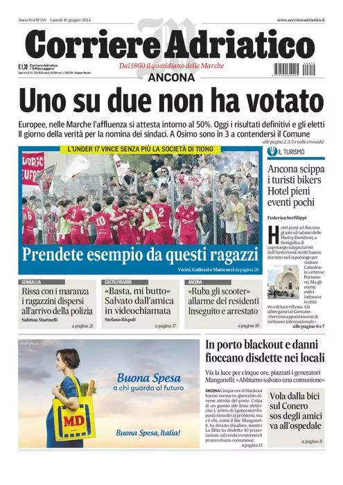 Prima-pagina-corriere adriatico-edizione-di-oggi-10-06-2024